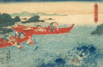 Pesca di Abalone, pub.1840 da Utagawa Kunisada